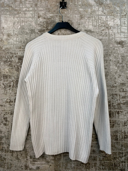 Mens Y2K White Knit Sweater