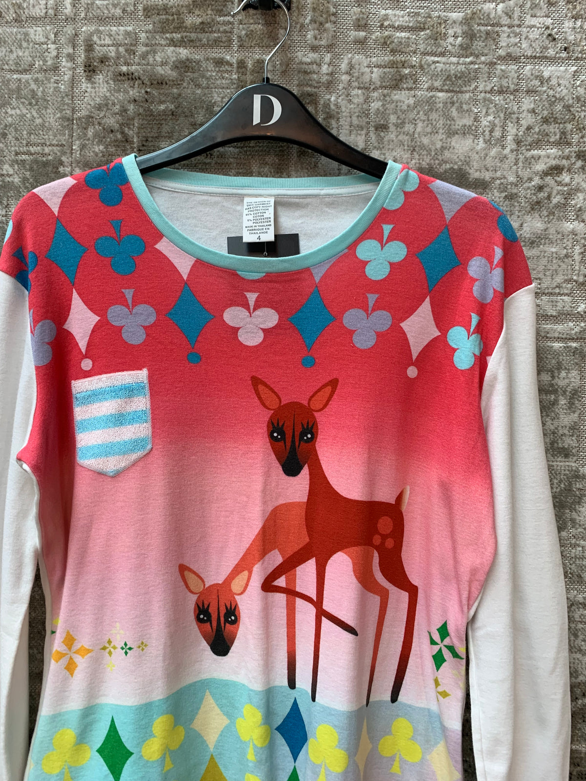 Y2K Deer Print Long Sleeve Top