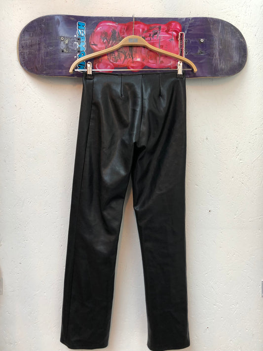 Vintage Black Faux Leather High Waist Pants