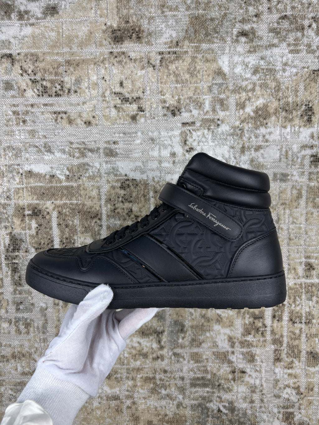 Ferragamo Embossed High-Top Sneakers