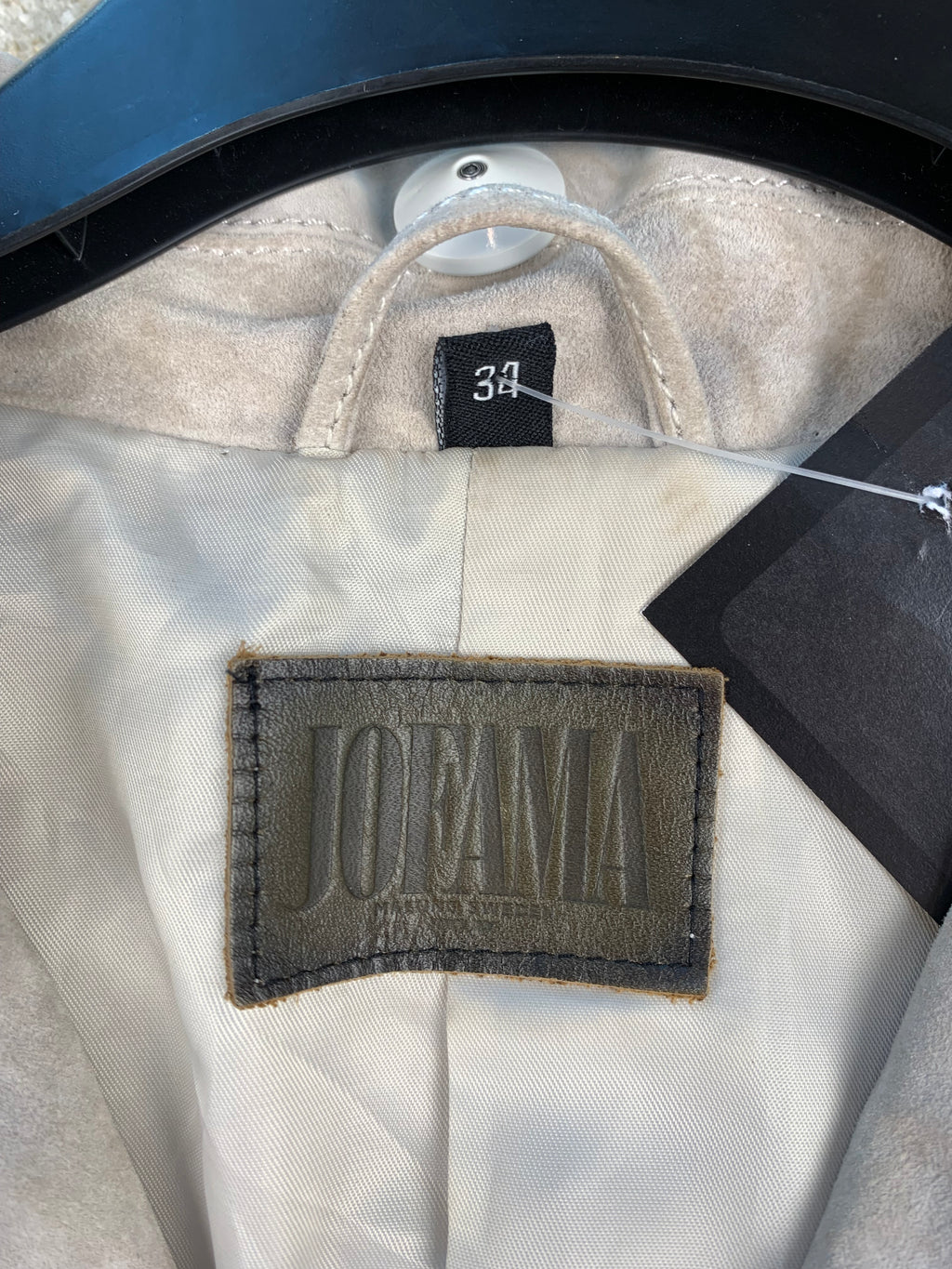 Womens Ash Beige Cropped Leather Jacket