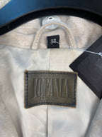 Womens Ash Beige Cropped Leather Jacket
