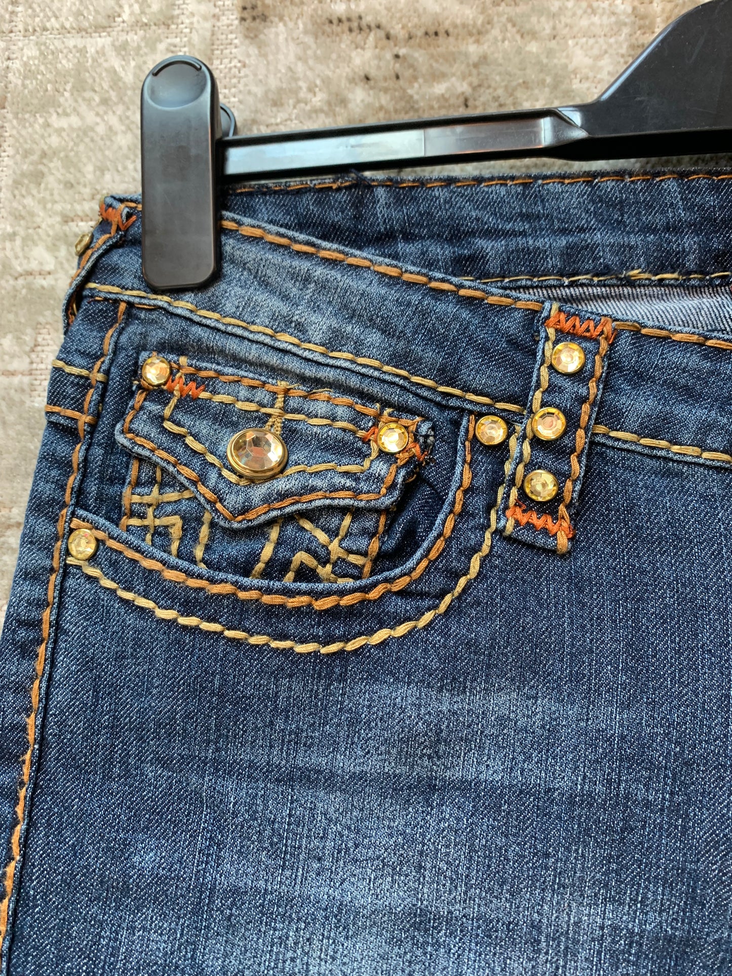 True Religion Rhinestone Straight Leg Jeans