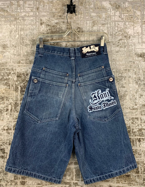 Mens Y2K Karl Kani Blue Embroidered Denim Shorts – Khuul