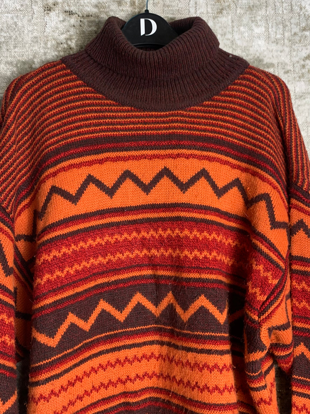 Vintage Zigzag Pattern Turtleneck Sweater
