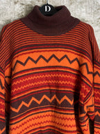Vintage Zigzag Pattern Turtleneck Sweater