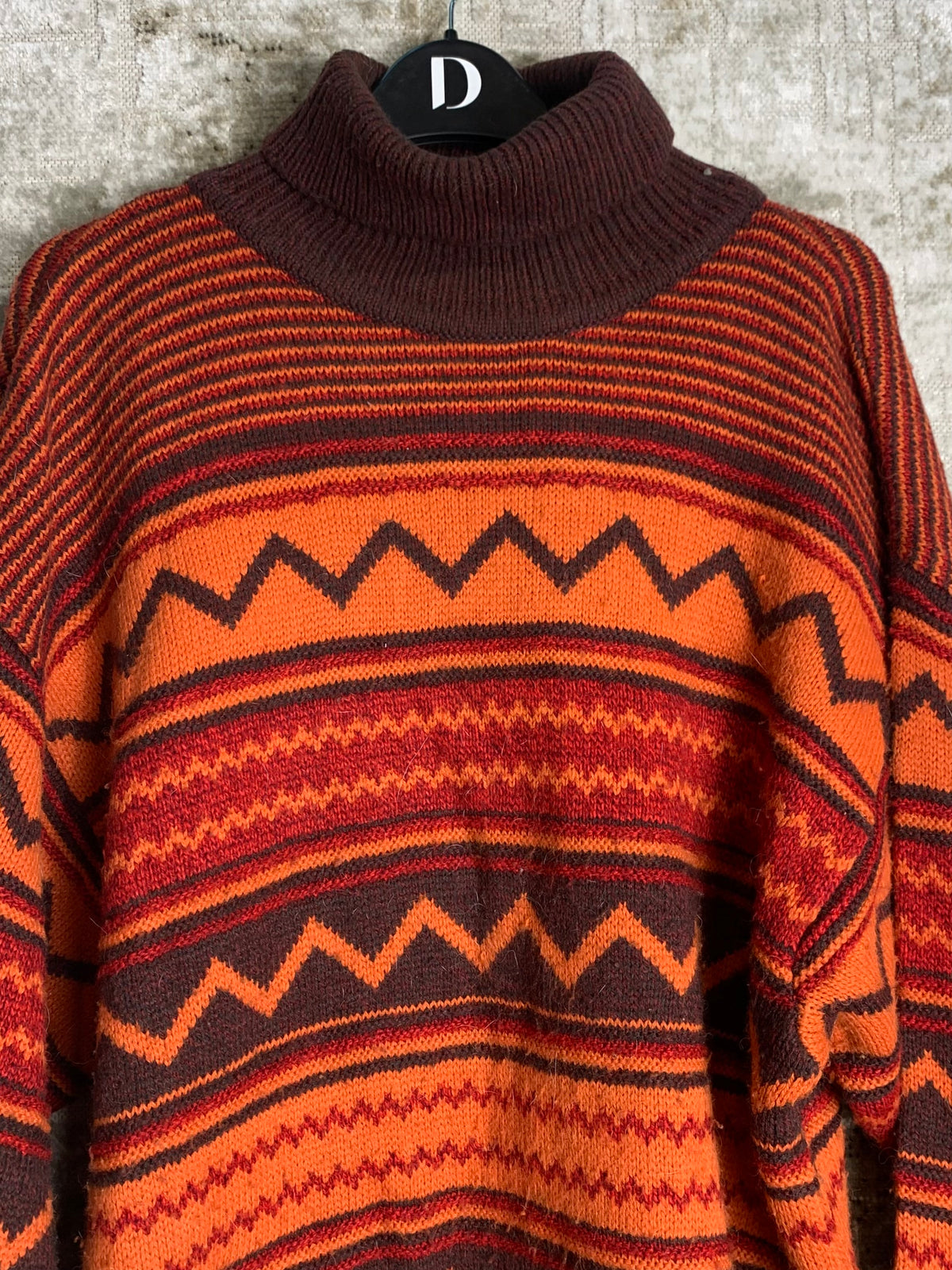 Vintage Zigzag Pattern Turtleneck Sweater