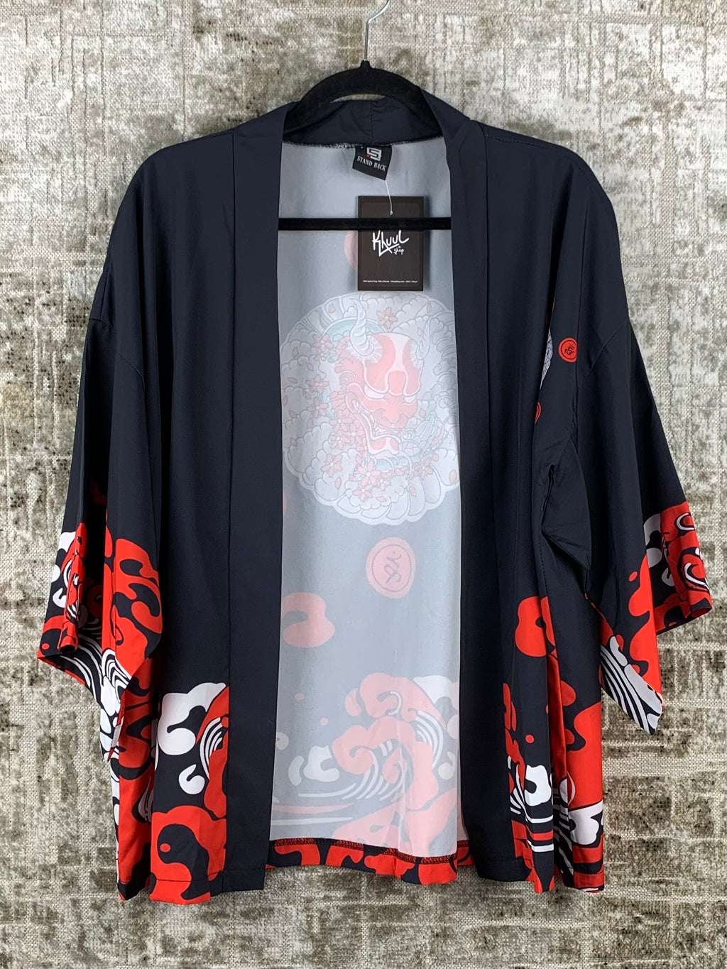 Womens Japanese Style Black Red Cardigan