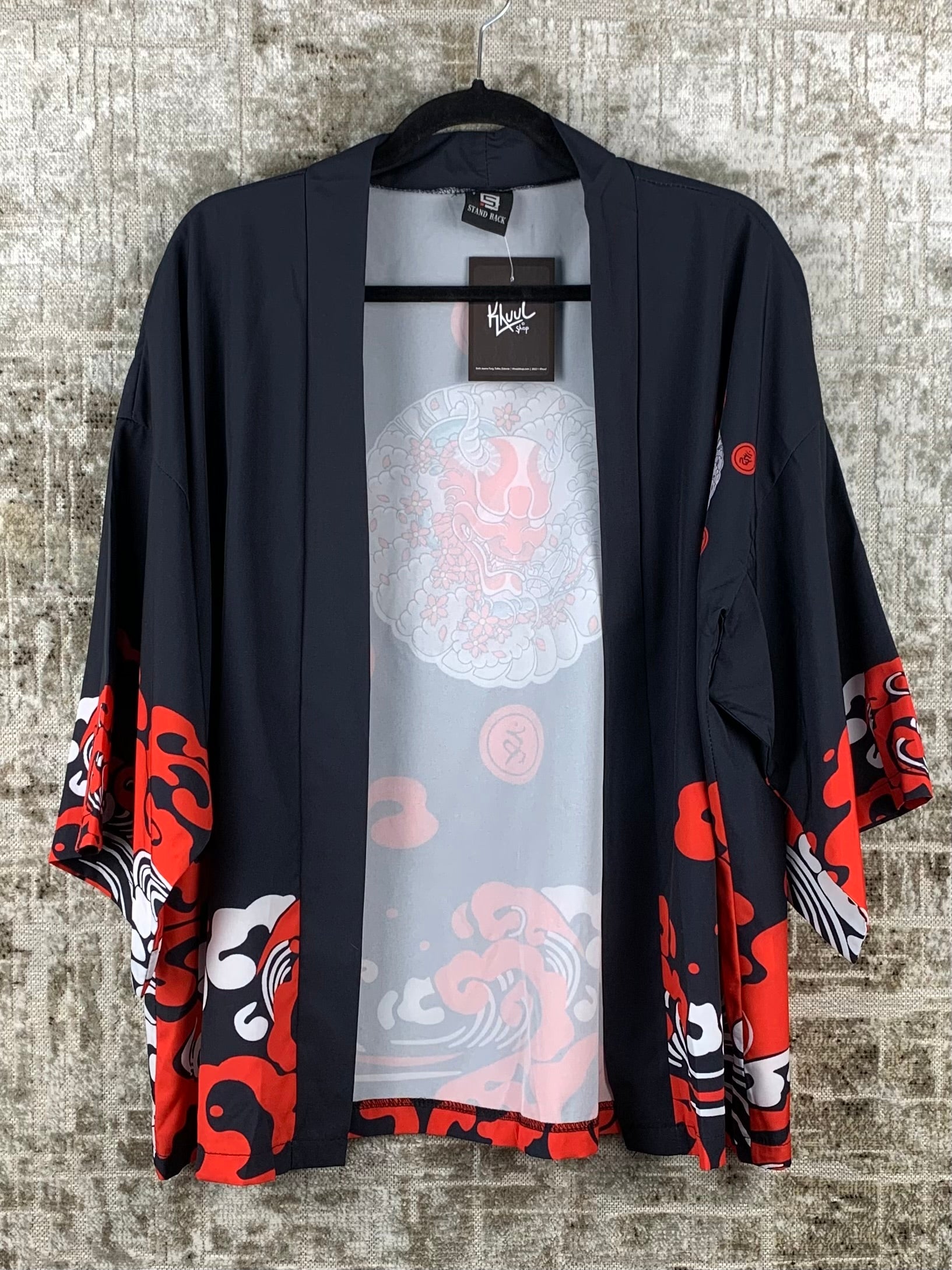 Womens Japanese Style Black Red Cardigan