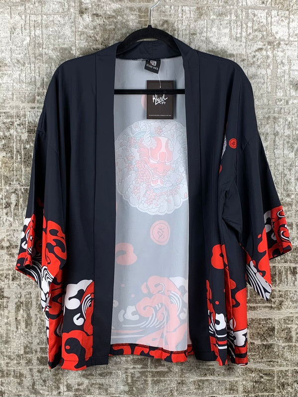 Womens Japanese Style Black Red Cardigan