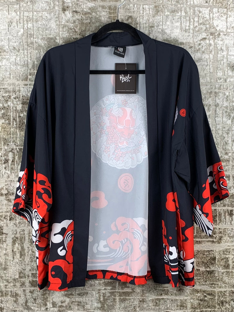 Womens Japanese Style Black Red Cardigan