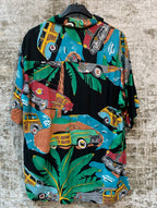 Canda Vintage Woody Car Print Camp Shirt