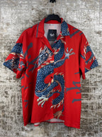 Y2K Herrenhemd mit Drachen-Print