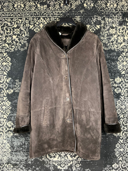 Women's Y2K Vintage Dark Brown Suede Coat
