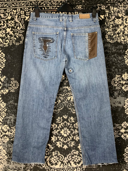 Womens Y2K Embroidery Detail Jeans