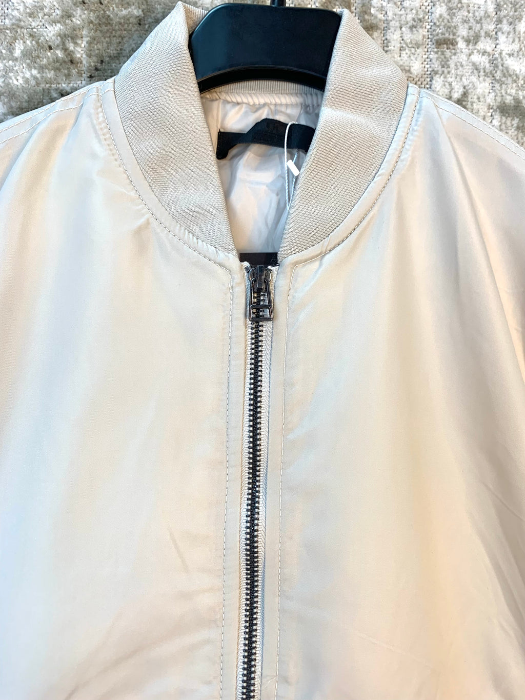 Cream Padded Bomber Jacket