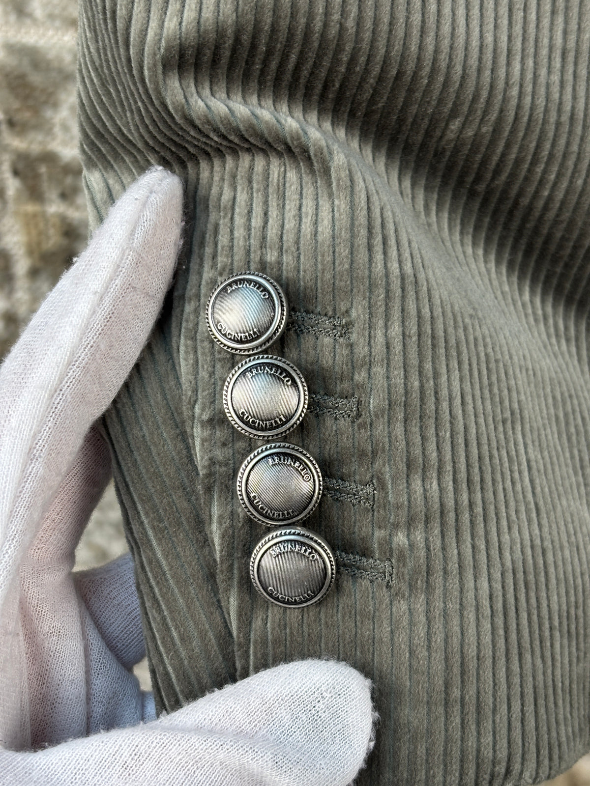 Brunello Cucinelli Corduroy Olive Green Blazer