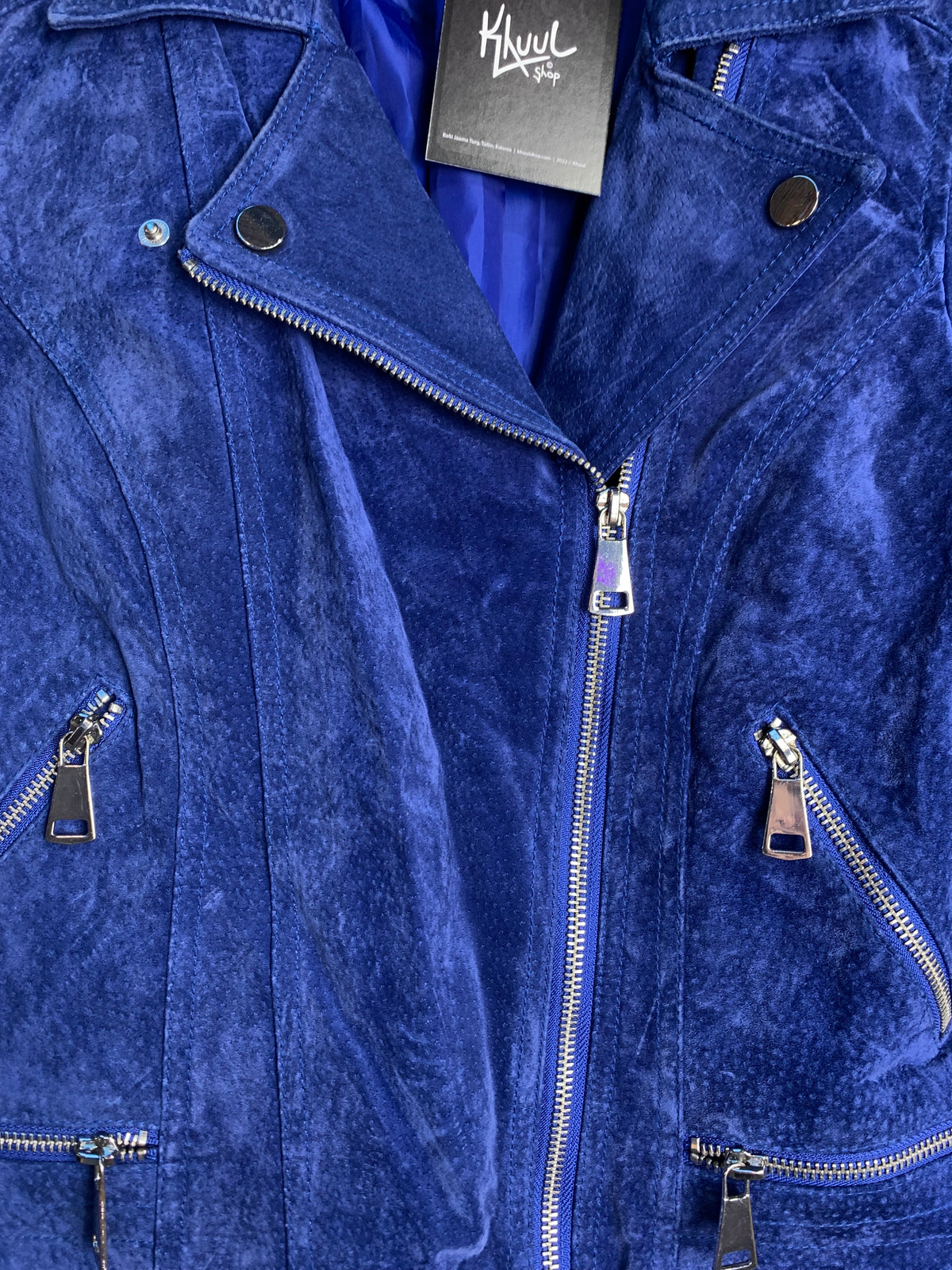 Vero Moda Blue Suede Biker Jacket