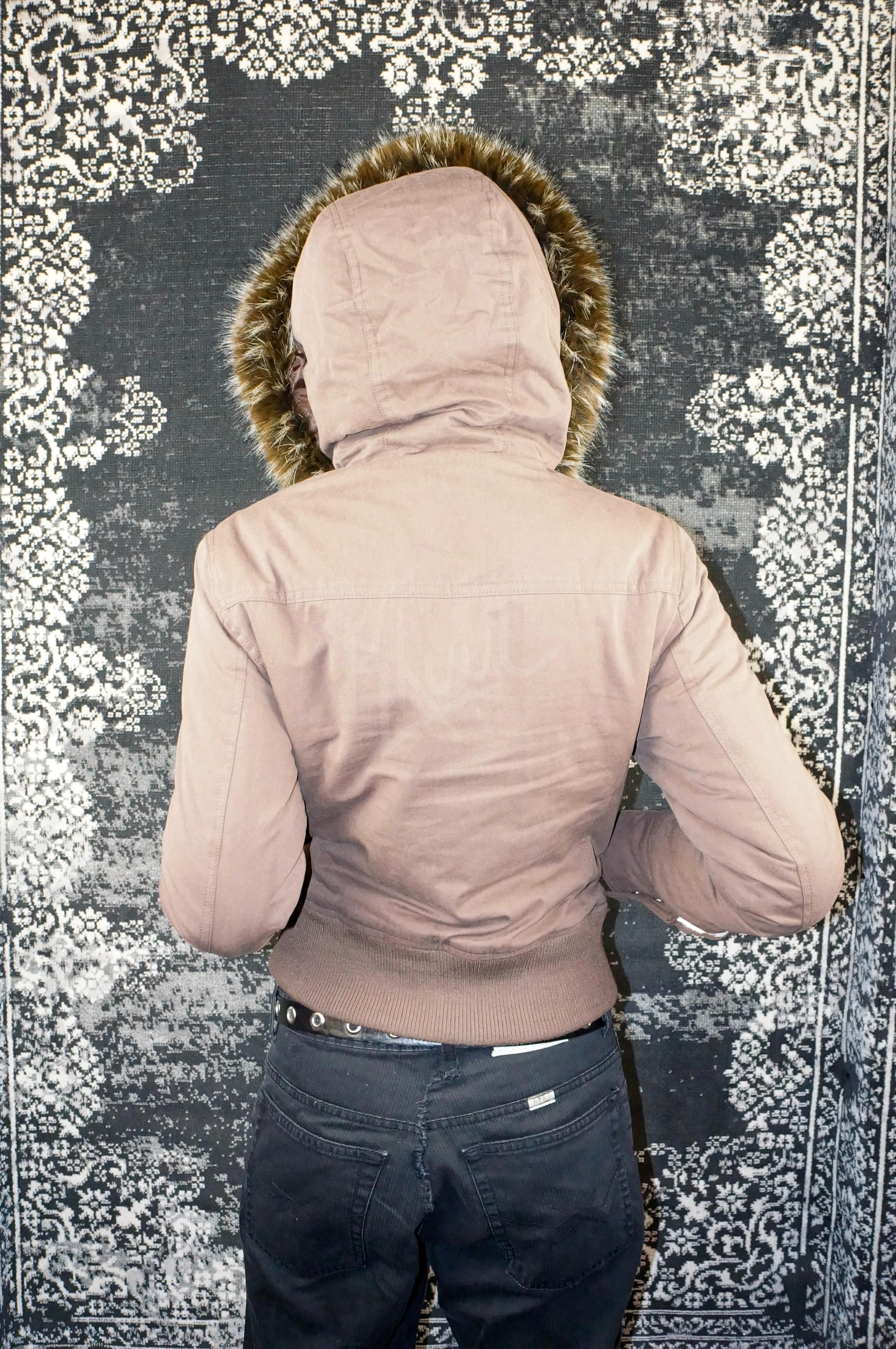 y2k mocha brown cropped jacket with fur trim