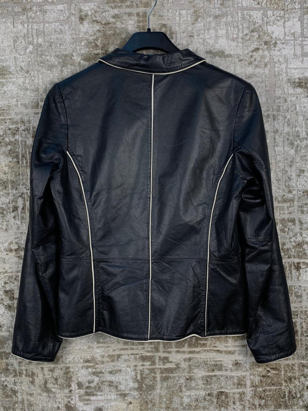 Womens Black with White Leather Jacket