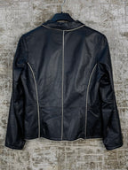 Womens Black with White Leather Jacket
