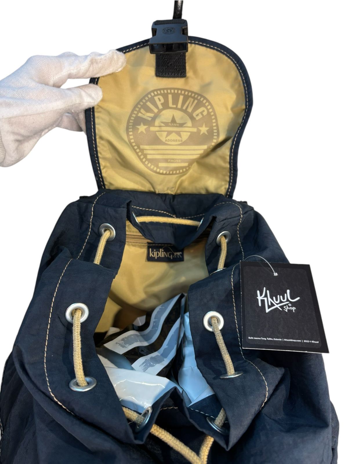 Kipling Navy Crinkle Nylon Backpack