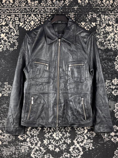 Men's Vintage TCM Black Genuine Leather Jacket