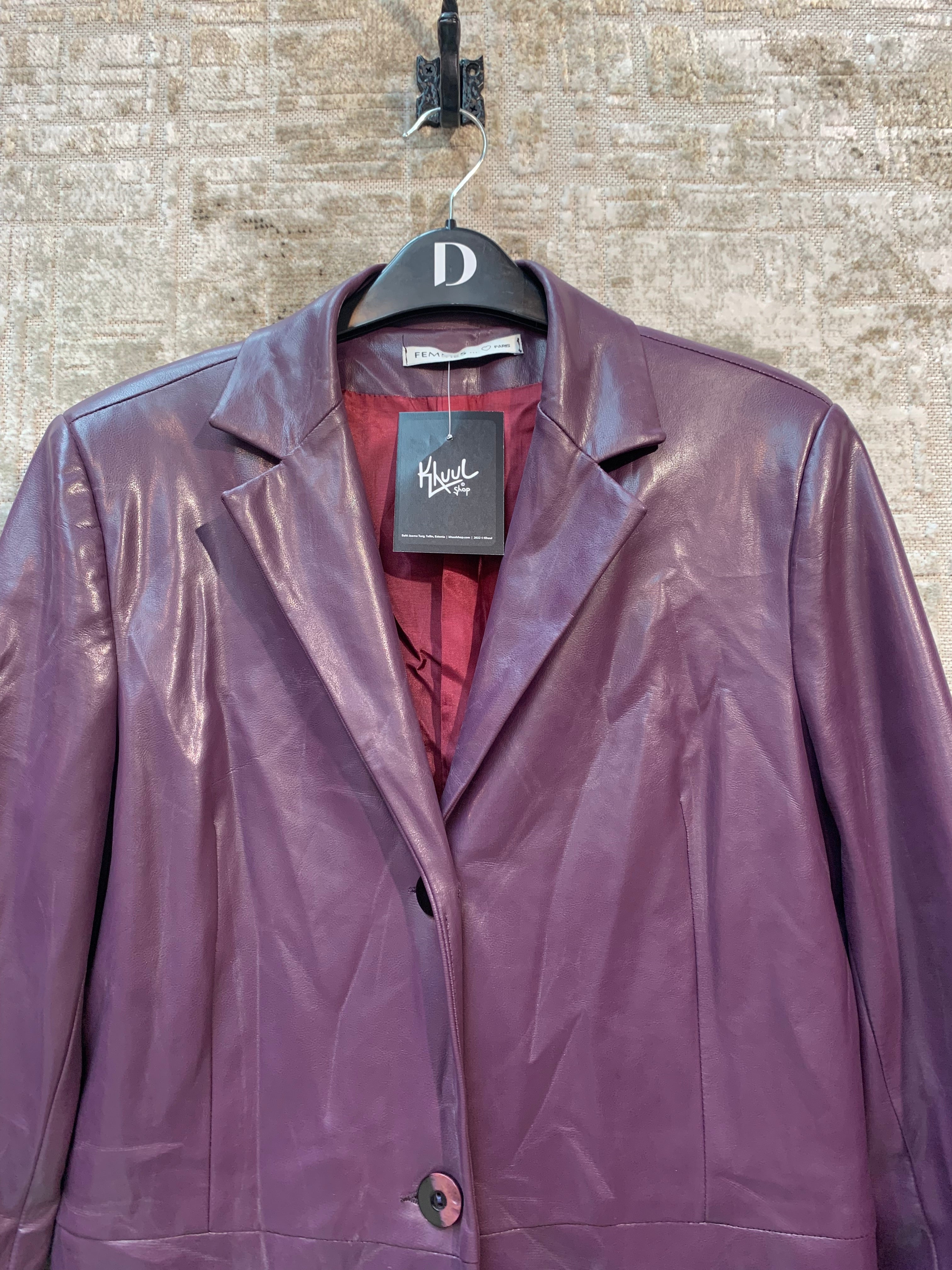 Femme by Paris Purple Leather-Look Longline Coat