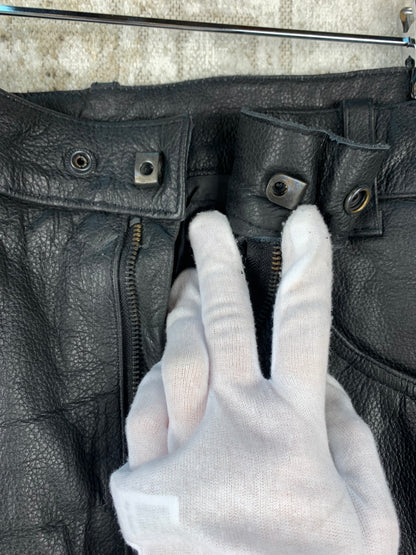 Mens Vintage Euro SB1 Stars Black Leather Pants