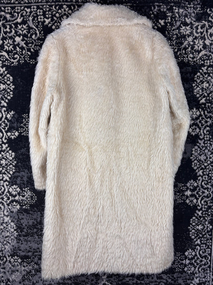 Women's Off-White Faux Fur Long Coat