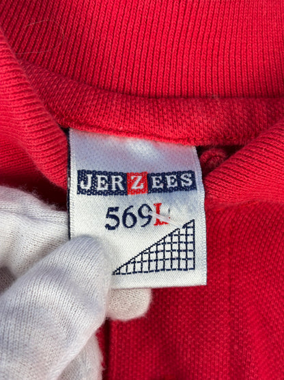 Mens Vintage Red Long Sleeve Polo Shirt