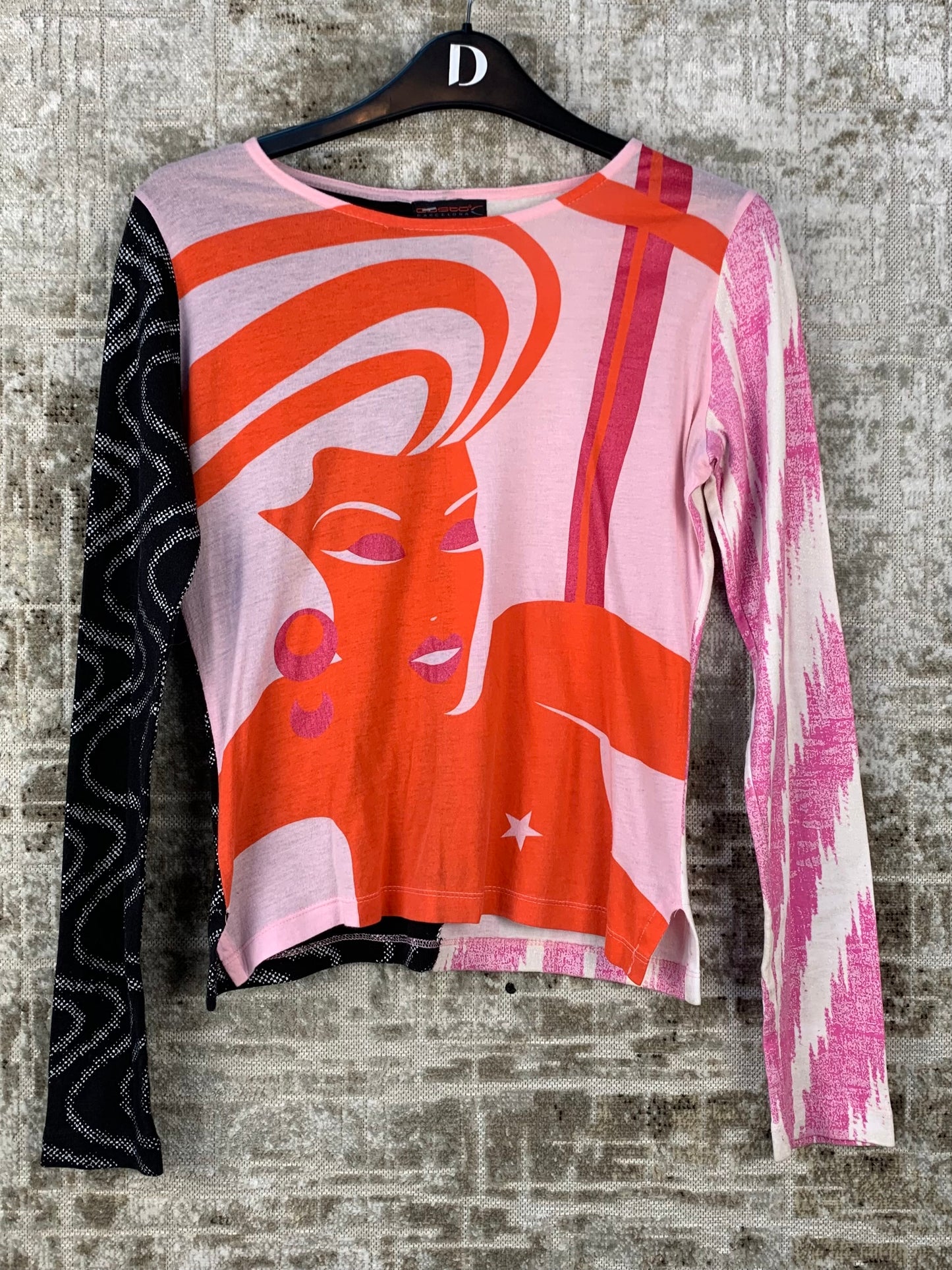 Womens Vintage Y2K Custo Barcelona Graphic Long Sleeve Top