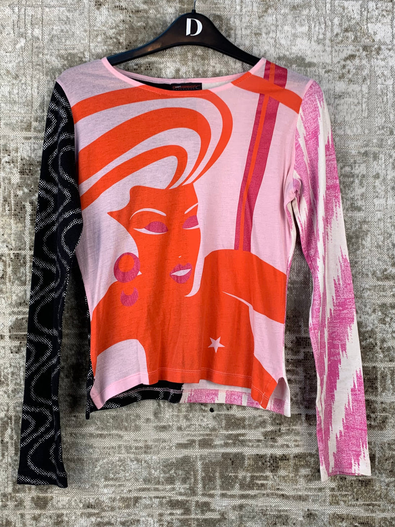 Womens Vintage Y2K Custo Barcelona Graphic Long Sleeve Top