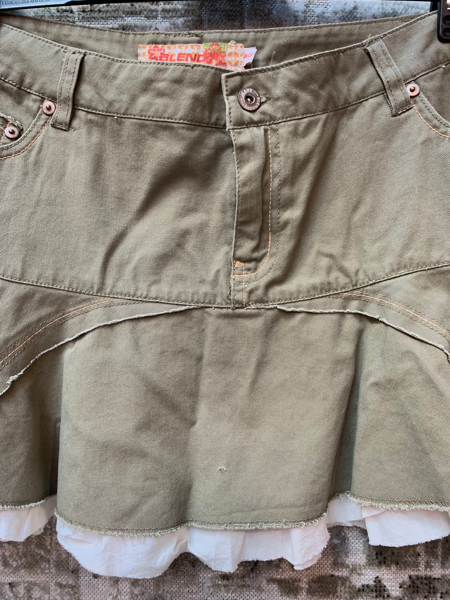 Blend She Y2K Khaki Denim Mini Skirt