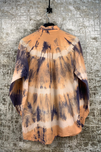 Men's Vintage Tie Dye Long Sleeve Button Up Shirt