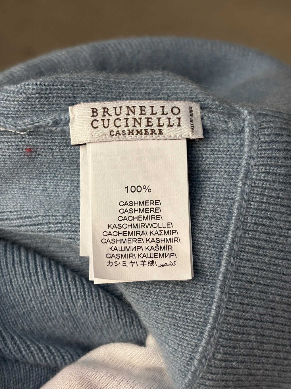 Brunello Cucinelli Cashmere Light Blue Knit Beanie