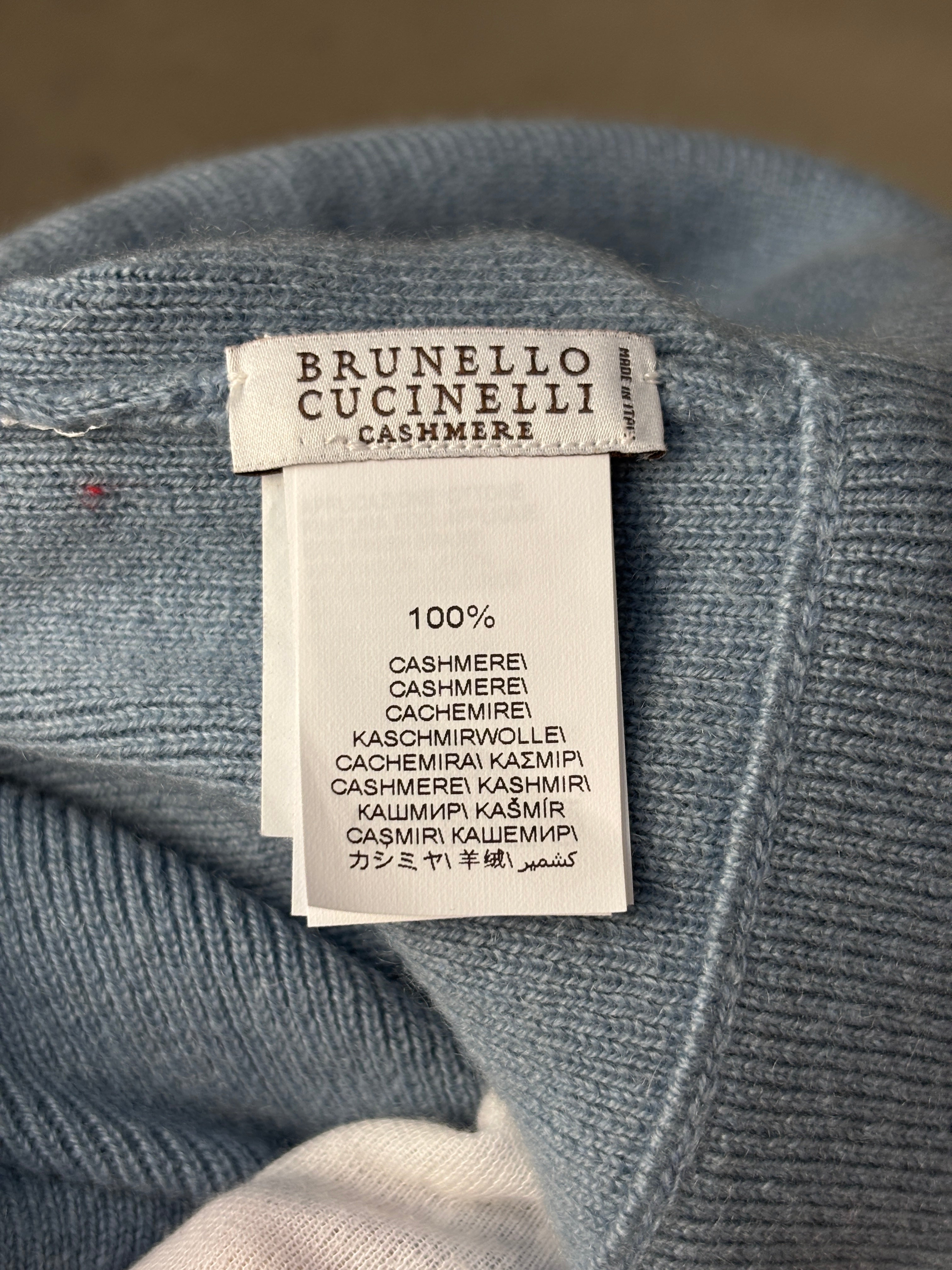 Brunello Cucinelli Cashmere Light Blue Knit Beanie
