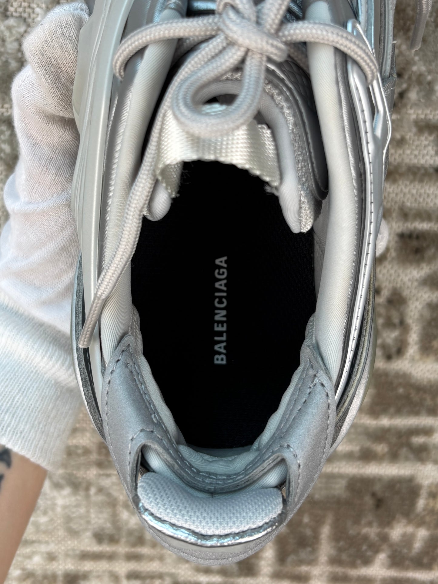 Balenciaga Metallic Silver Low Top Sneakers
