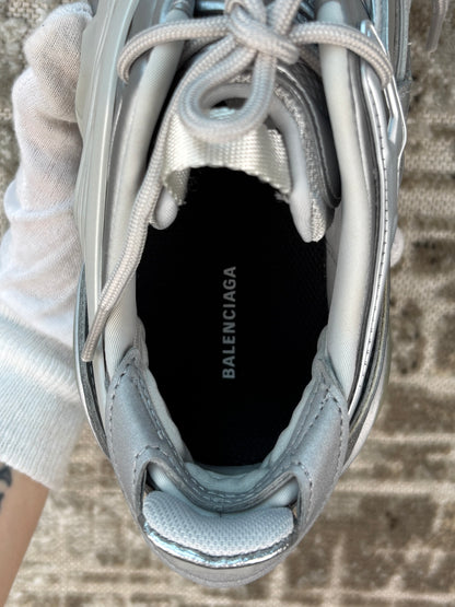 Balenciaga Metallic Silver Low Top Sneakers