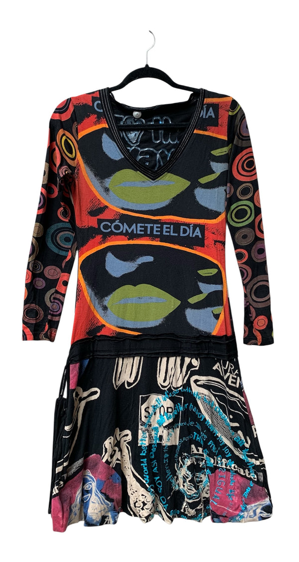 Desigual Graphic Print Long Sleeve Dress