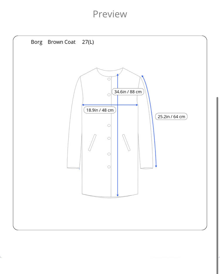Vintage Borg Brown Long Coat Buttoned Dubloncas L Mens