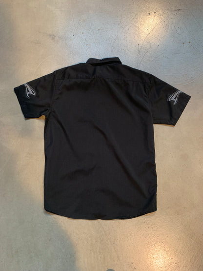 Y2K Men's Dark Grey Tribal Button-Up Shirt