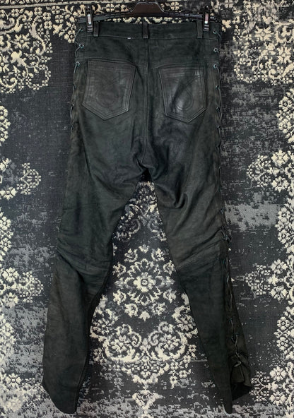 Men's Vintage Black Suede Leather Pants