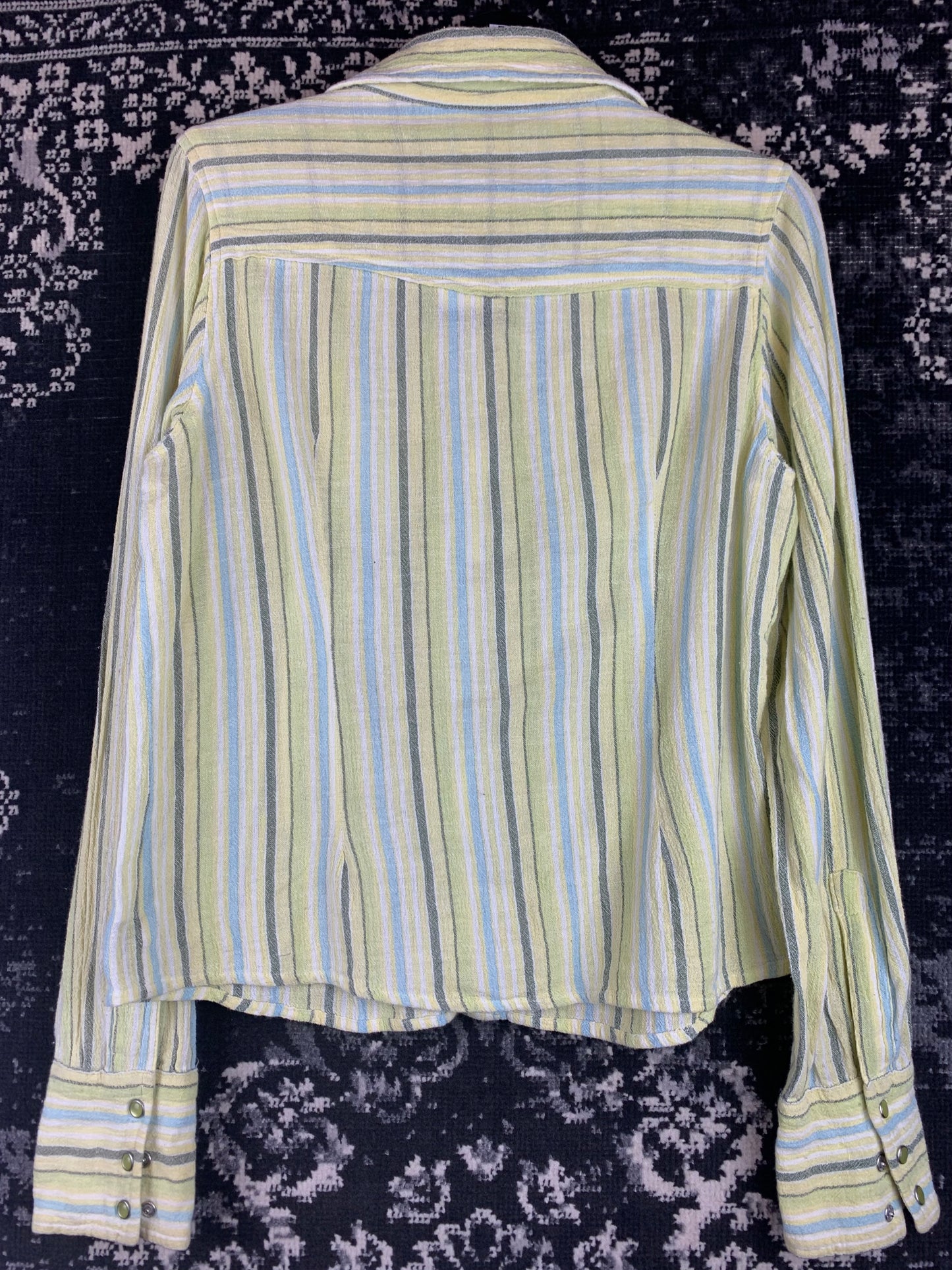 Vintage LINX Yellow Striped Button-Up Shirt