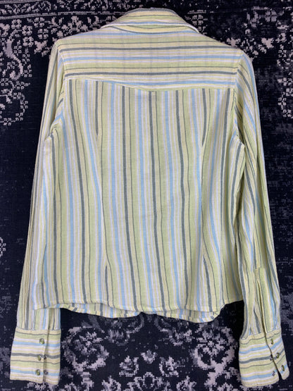 Vintage LINX Yellow Striped Button-Up Shirt
