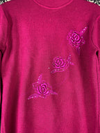 Womens Vintage Fuscia Mockneck Sweater