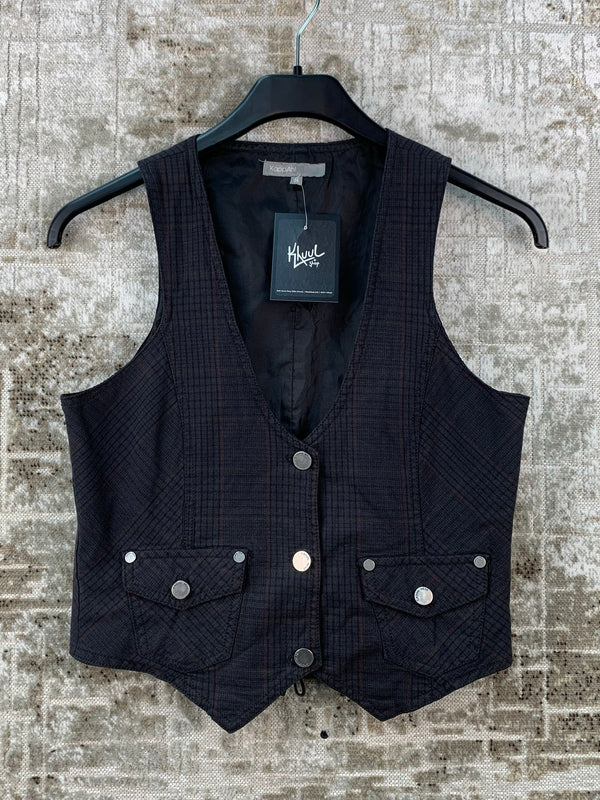 Womens Y2K KappAhl Black Checkered Vest