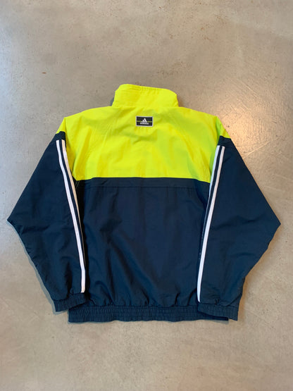Vintage Adidas Neon Yellow and Navy Blue Colorblock Track Jacket