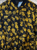 Vintage Black Bomber Jacket With Gold Chain