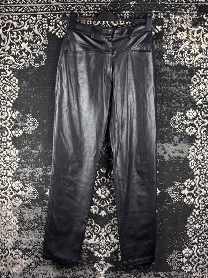 Vintage Men Black Faux Leather Pants